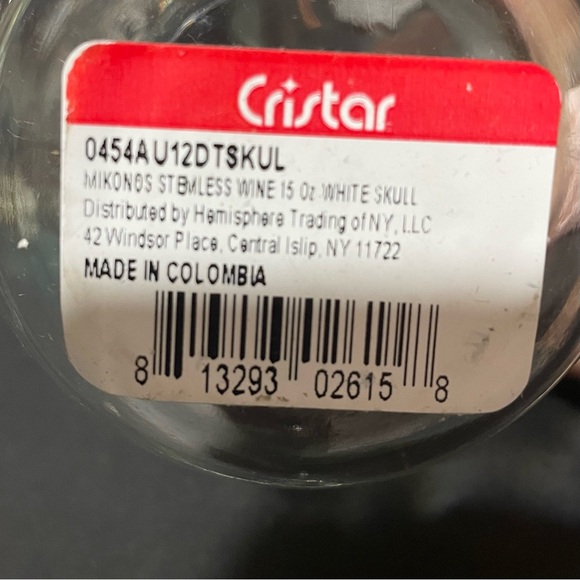 Cristar Day Of The Dead White Skull, Mikonos Stemless Glasses (Lot Of 6) NEW - Picture 7 of 8
